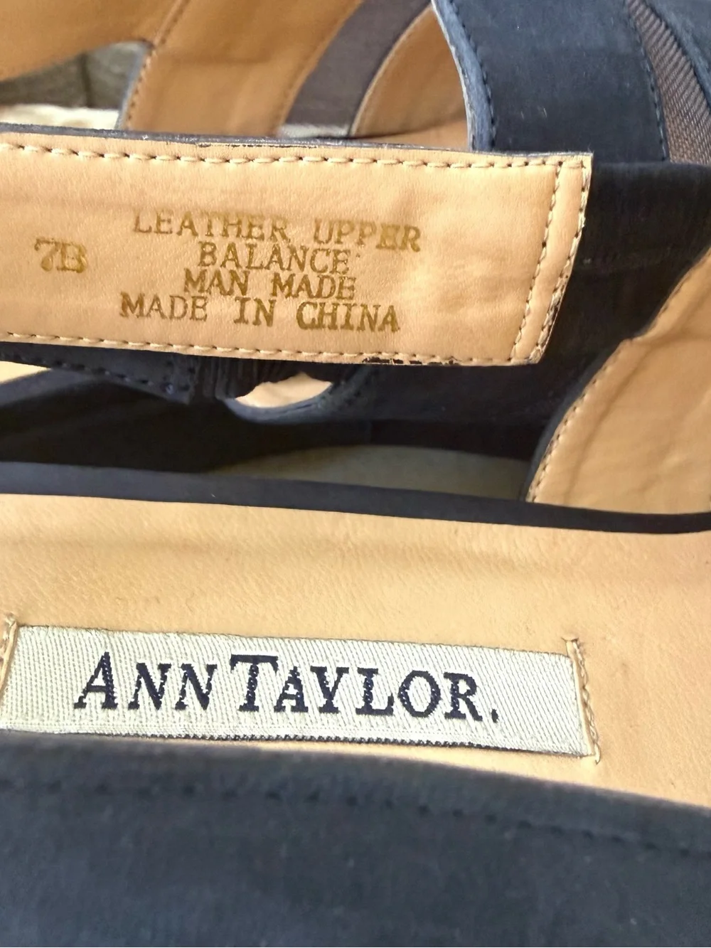 Ann Taylor Navy Peep Toe  Slingback Wedge Heels Shoes Women’s 7